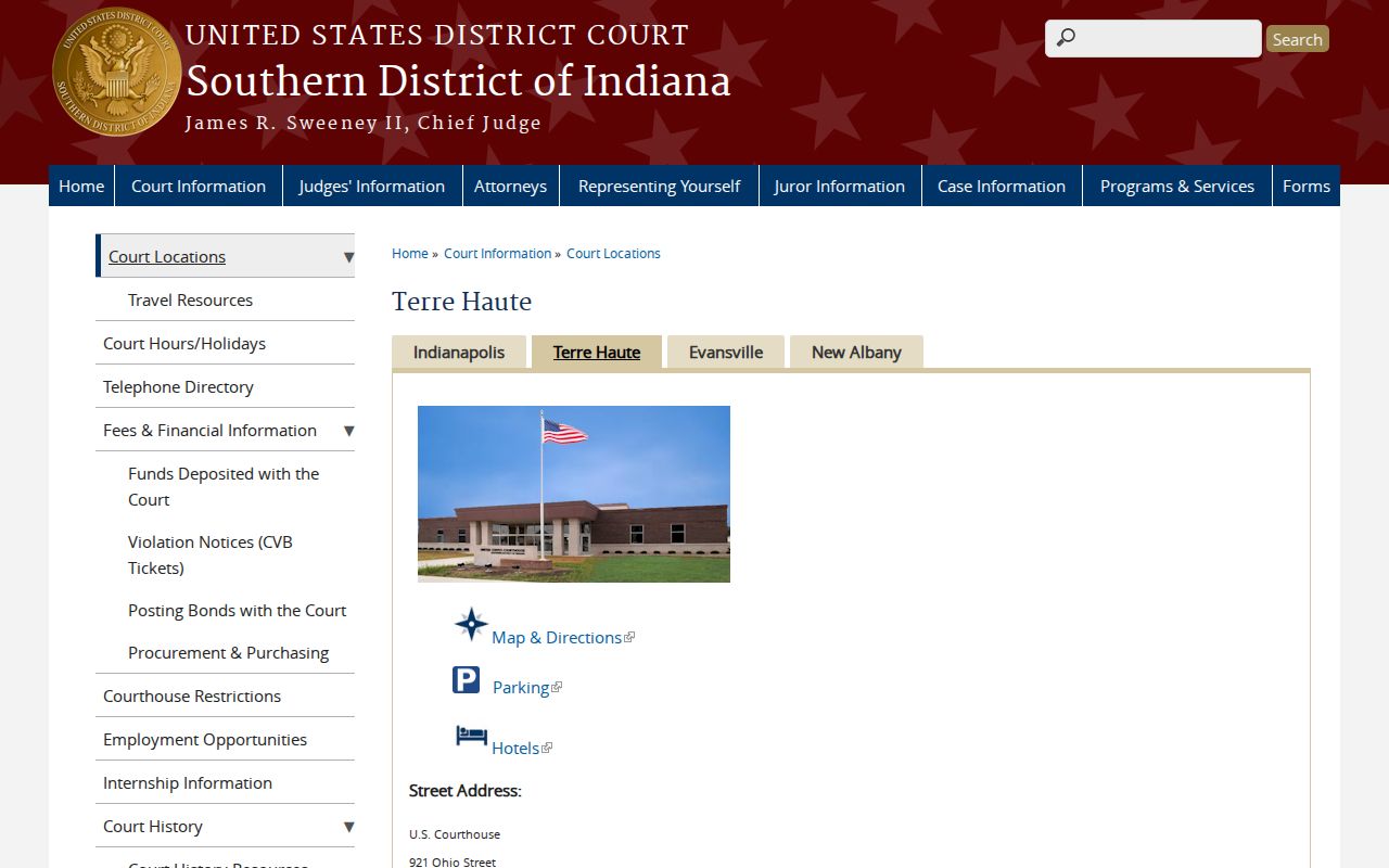 Federal docket route for Greene County through the Terre Haute Division