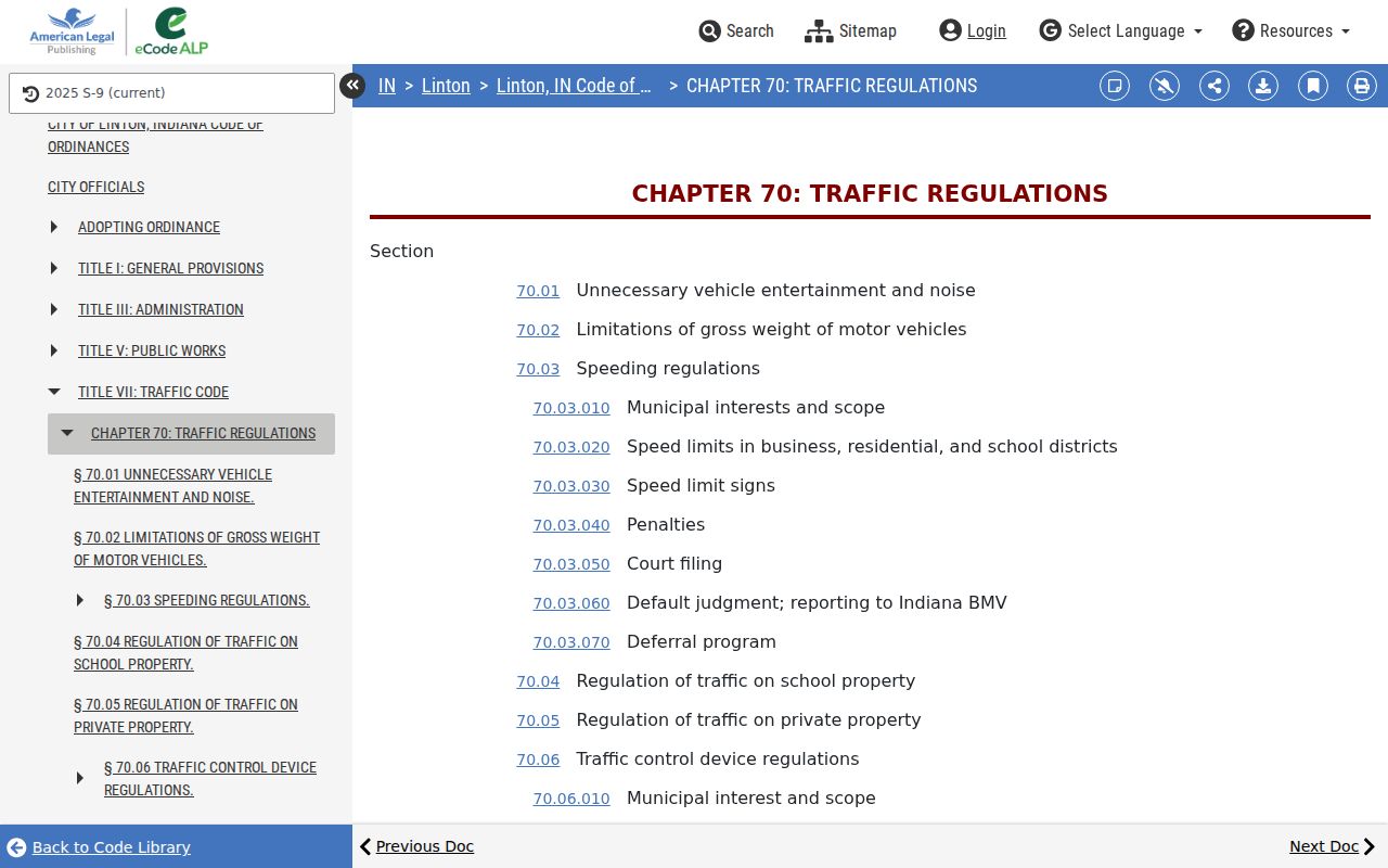Linton traffic code directing filings to Greene Superior Court
