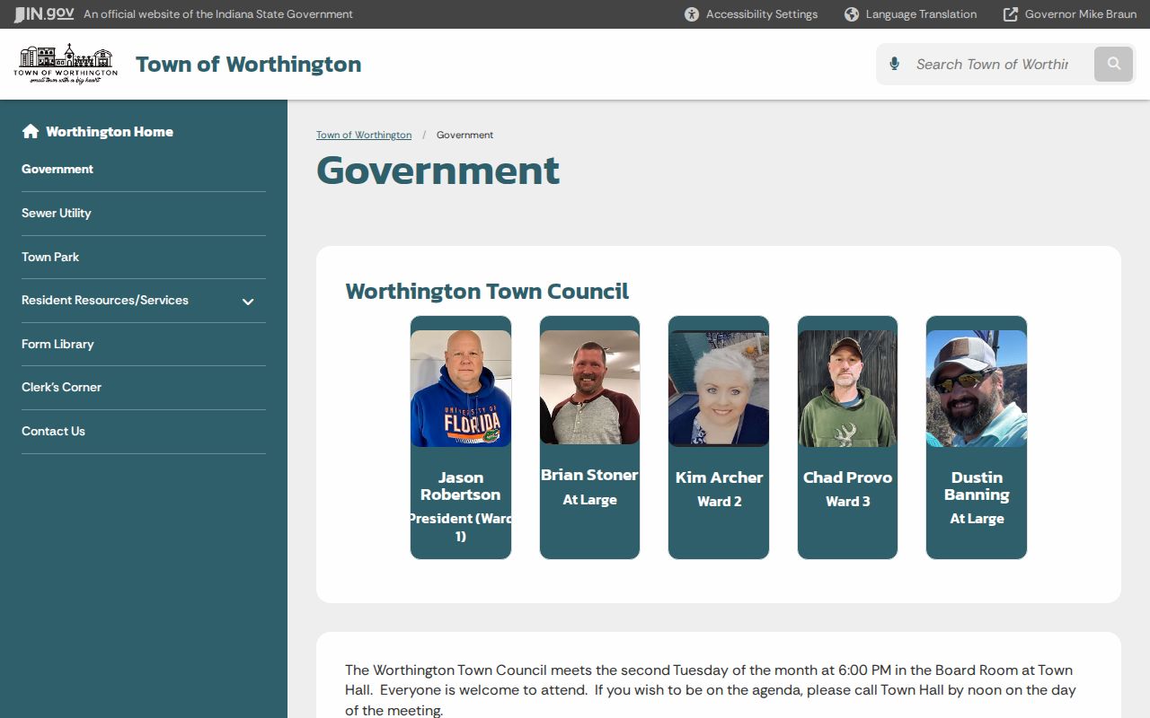 Worthington council schedule and minutes page